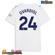 Camisa de Futebol Manchester City Josko Gvardiol #24 Equipamento Alternativo Mulheres 2026-27 Manga Curta
